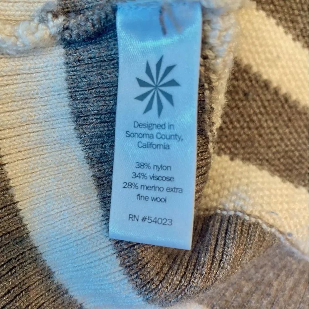 Athleta Taupe White Relaxed Cozy Soft Crewneck Long Sleeve Knit Top Womens XXS - Picture 5 of 14